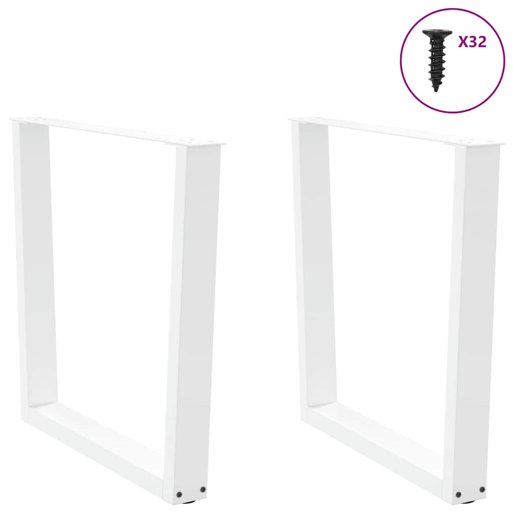 White V-Shape Steel Dining Table Legs - 2 pcs, 90x(72-73.3) cm