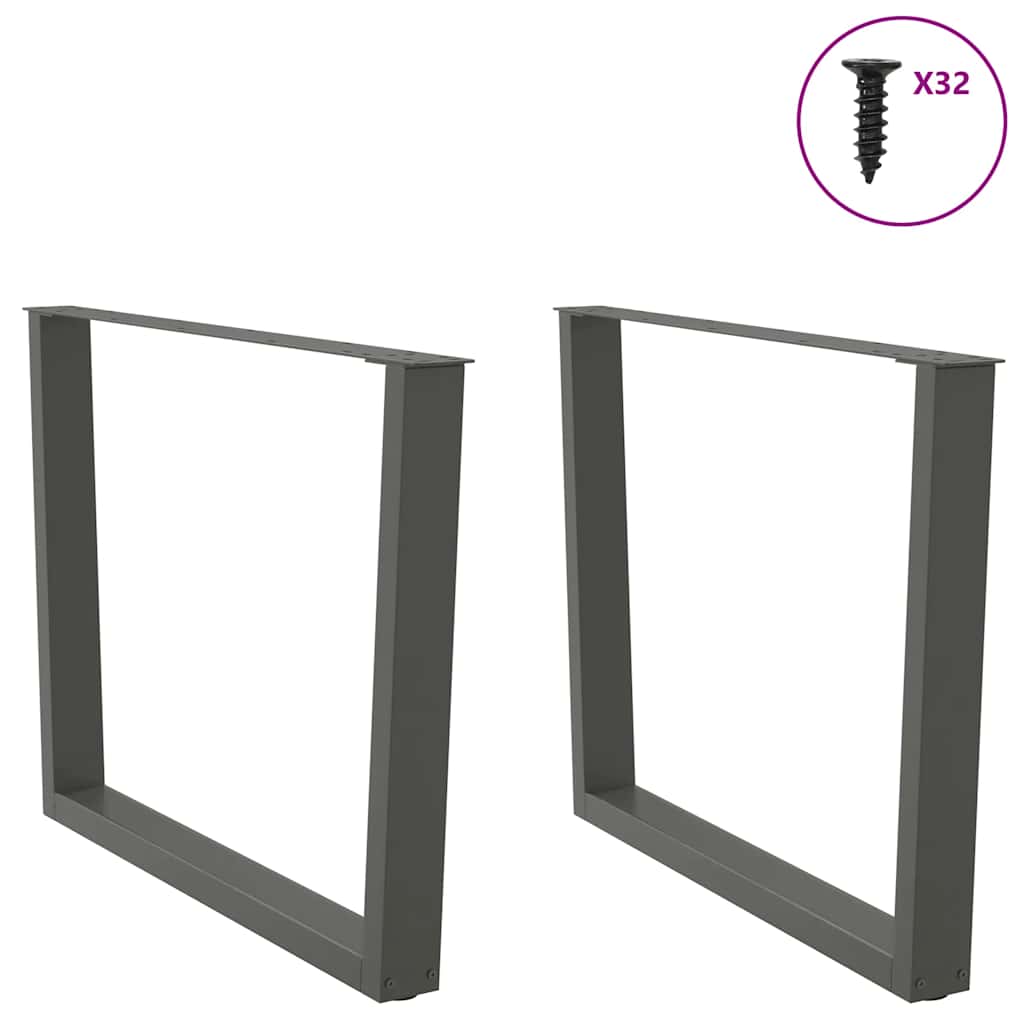 Anthracite Steel V-Shape Dining Table Legs, 100x(72-73.3) cm, 2 Pcs