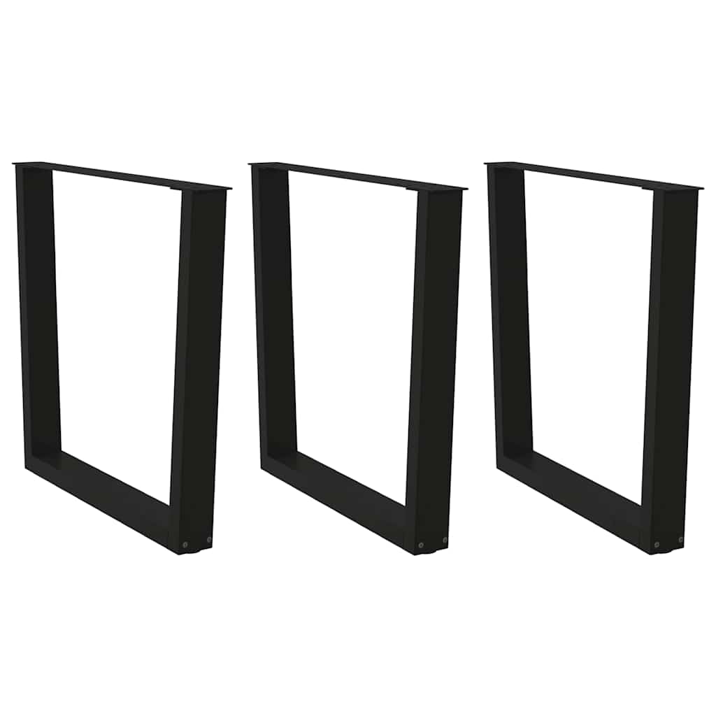 Black Steel V-Shape Dining Table Legs 3 pcs, Adjustable Height 80 cm
