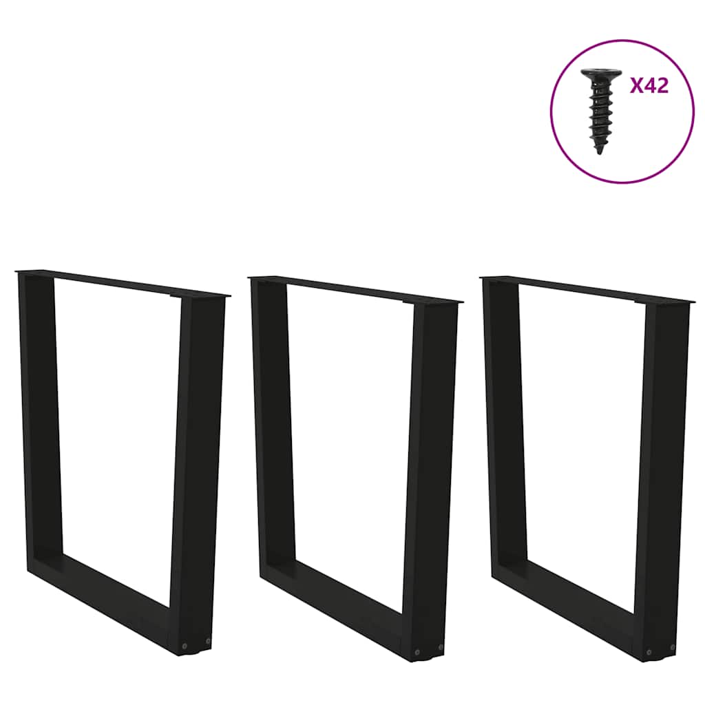 Black Steel V-Shape Dining Table Legs 3 pcs, Adjustable Height 80 cm