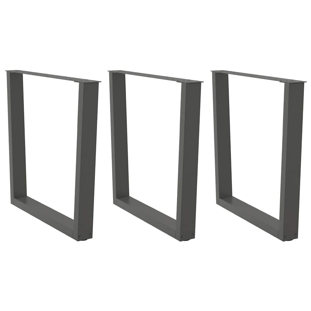 Anthracite Steel V-Shape Dining Table Legs 3pcs, Adjustable Height