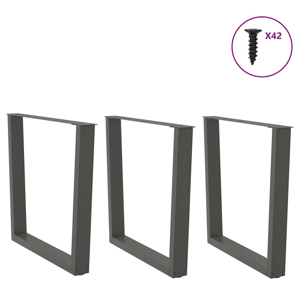 Anthracite Steel V-Shape Dining Table Legs 3pcs, Adjustable Height