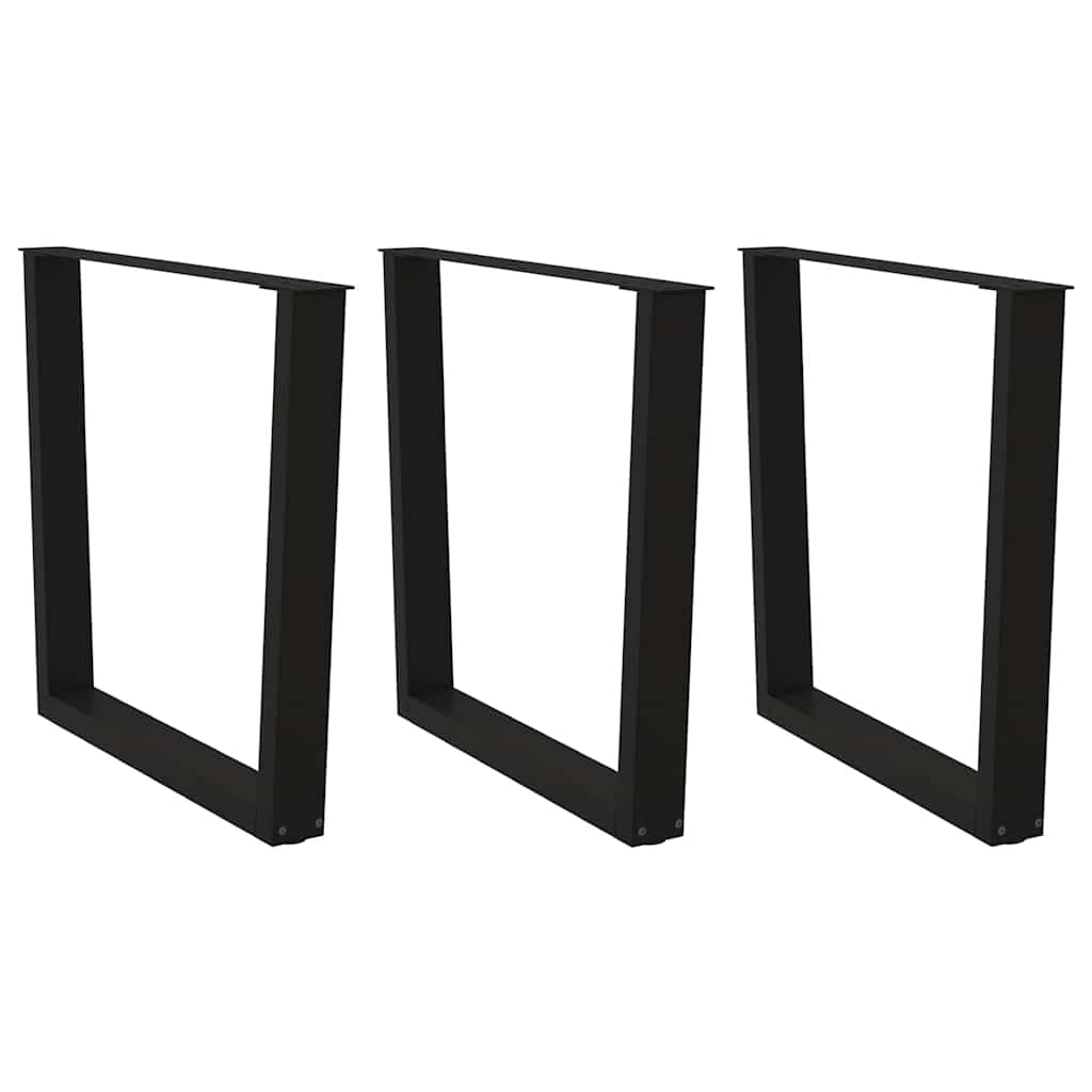 Black V-Shape Steel Dining Table Legs, 3pcs, Adjustable Height
