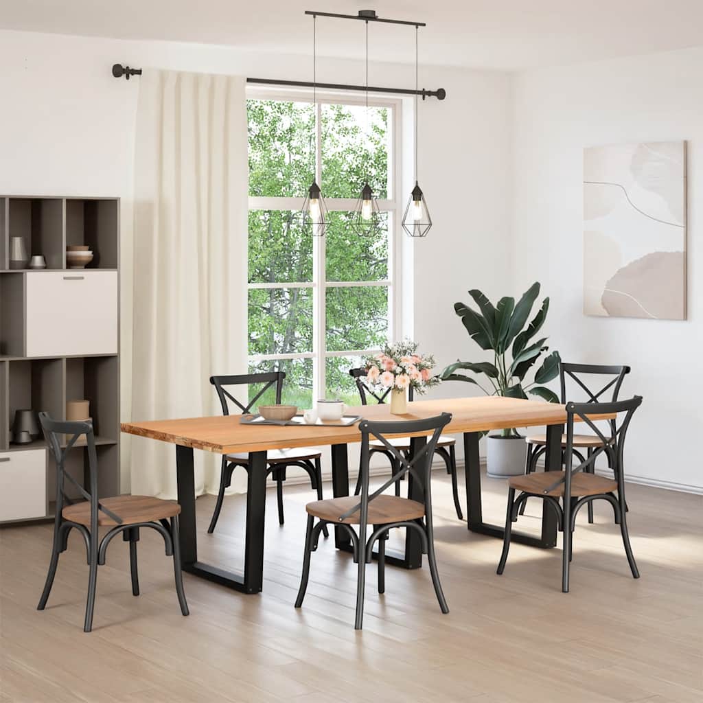 Black V-Shape Steel Dining Table Legs, 3pcs, Adjustable Height