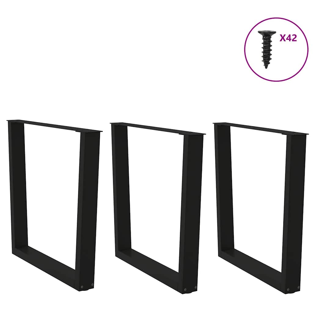 Black V-Shape Steel Dining Table Legs, 3pcs, Adjustable Height
