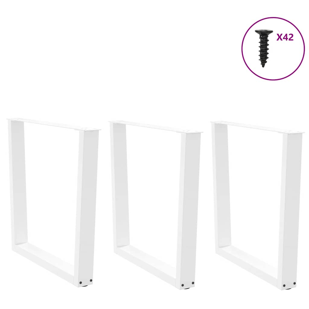 White Steel V-Shape Dining Table Legs, 3pcs, Adjustable Height