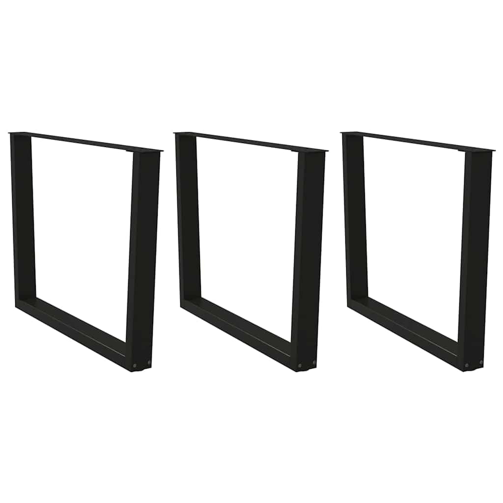 Black V-Shape Steel Dining Table Legs - 3 Pcs, Adjustable Height