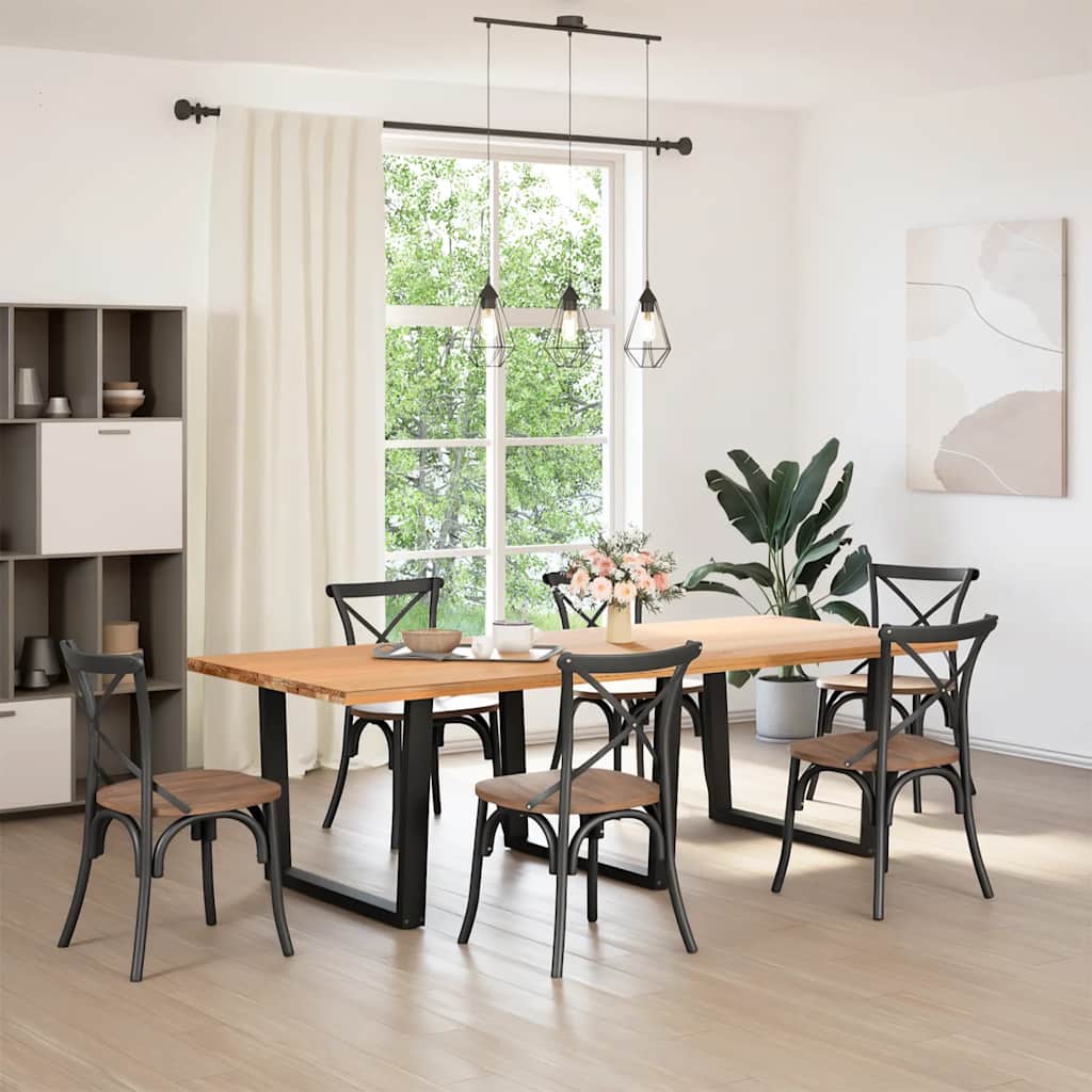 Black V-Shape Steel Dining Table Legs - 3 Pcs, Adjustable Height