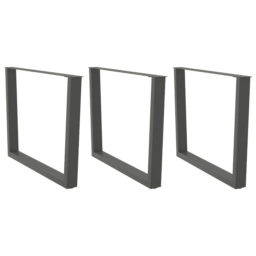 Anthracite Steel V-Shape Dining Table Legs Set 3 pcs Adjustable