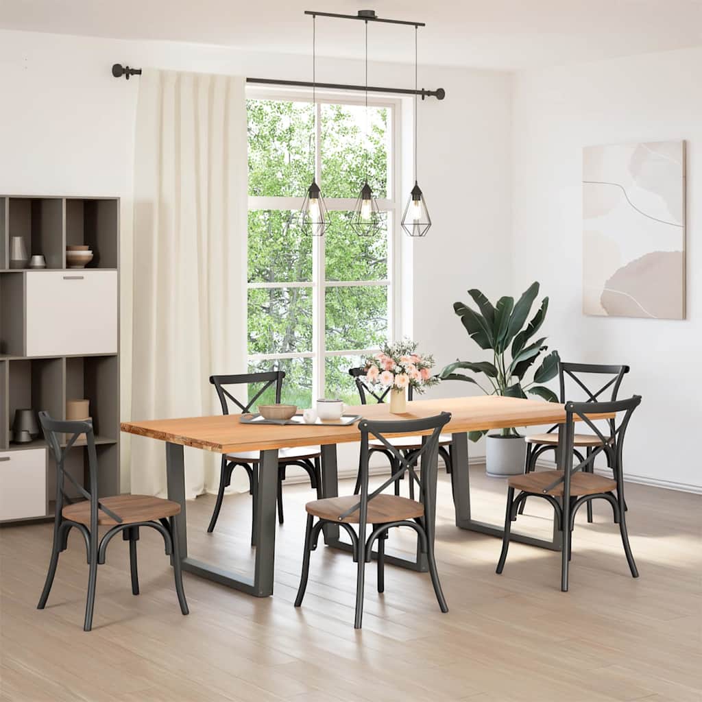 Anthracite Steel V-Shape Dining Table Legs Set 3 pcs Adjustable