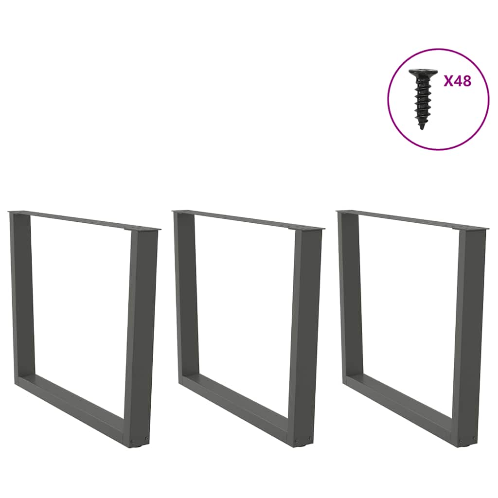 Anthracite Steel V-Shape Dining Table Legs Set 3 pcs Adjustable