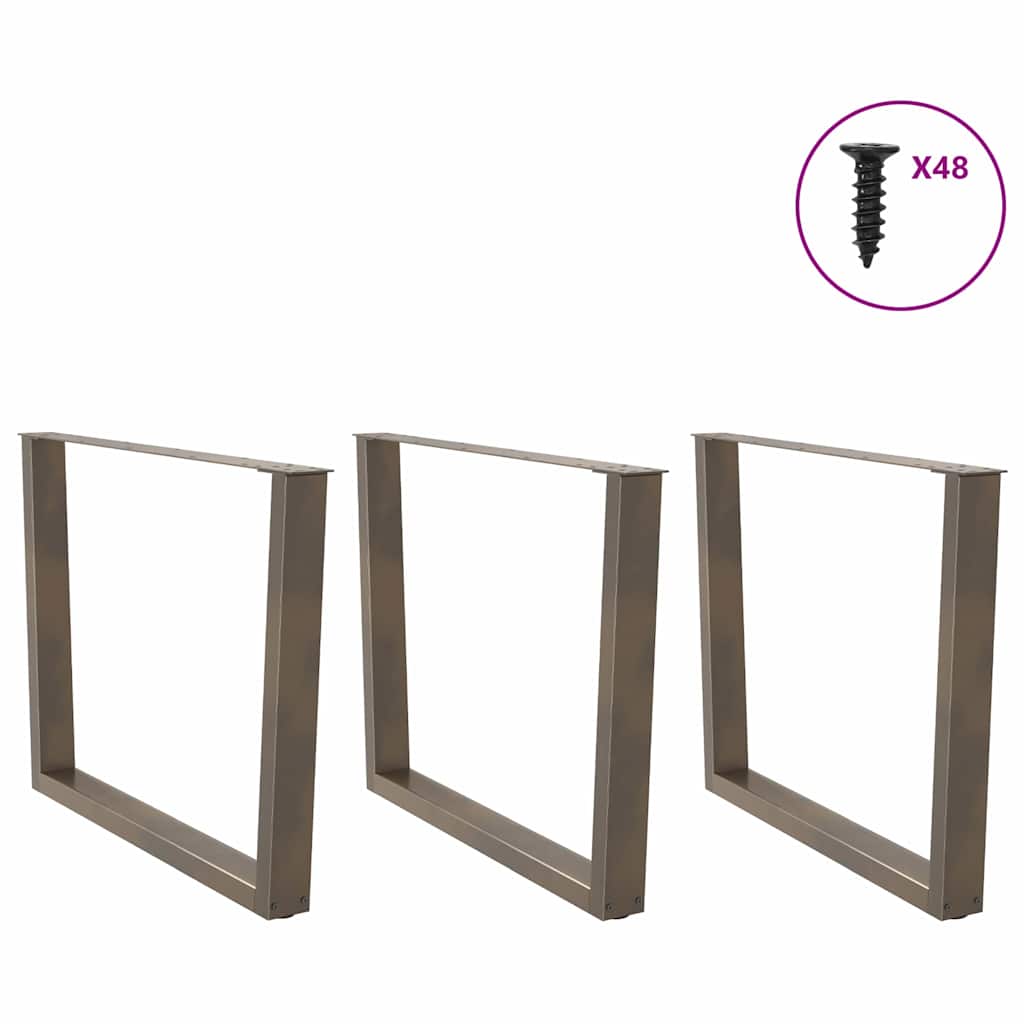 V-Shape Dining Table Legs 3pcs Natural Steel Adjustable 100x73cm