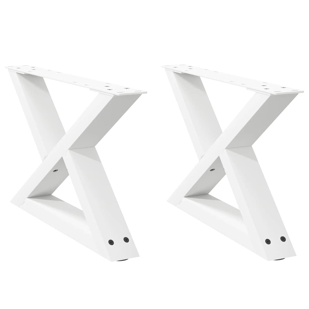 White Steel Coffee Table Legs, 2 Pcs, Adjustable 50x(30-31.3) cm