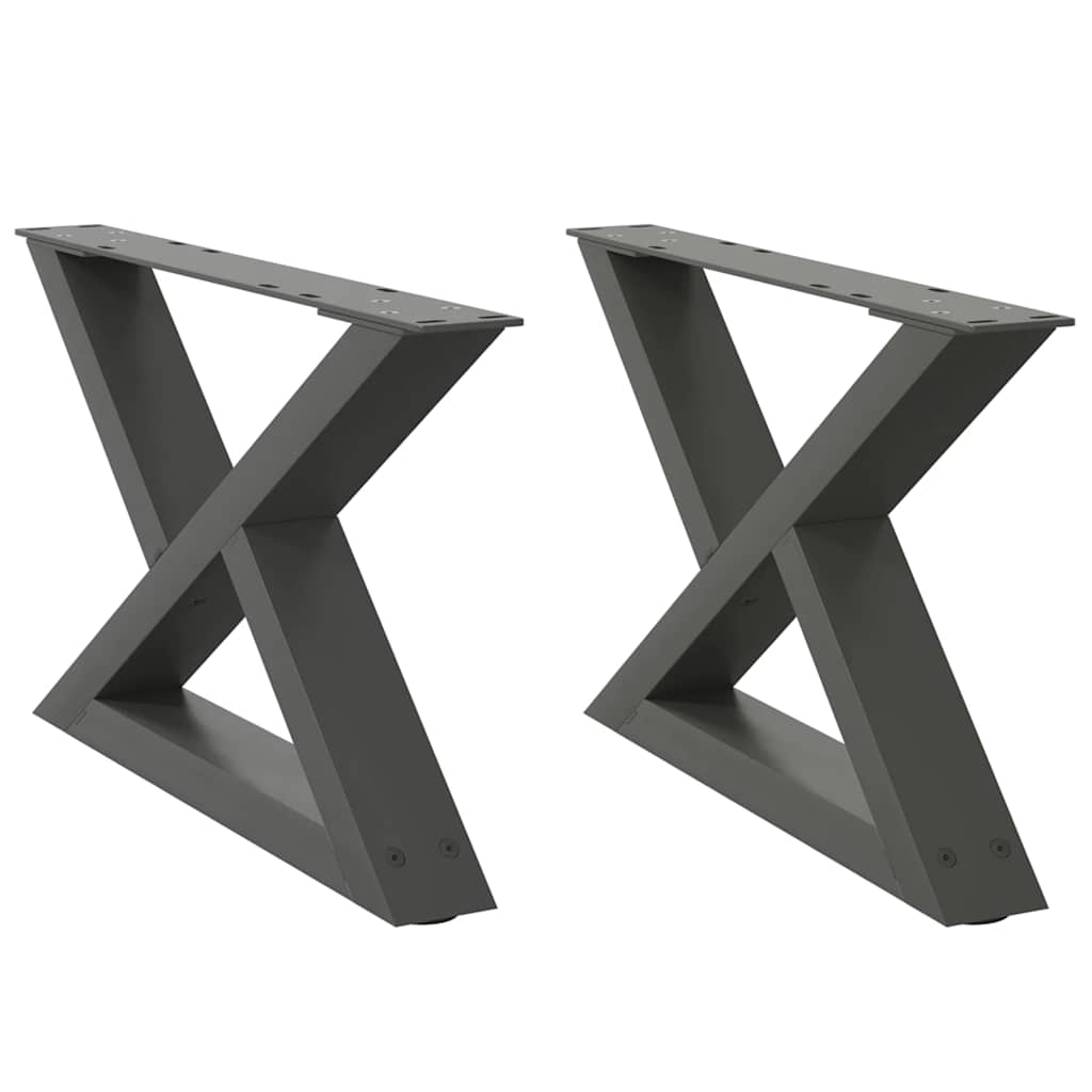 Anthracite Steel Coffee Table Legs Set of 2, Adjustable 50x30-31.3 cm