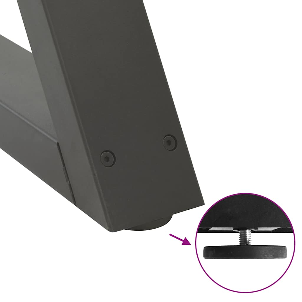 Anthracite Steel Coffee Table Legs Set of 2, Adjustable 50x30-31.3 cm