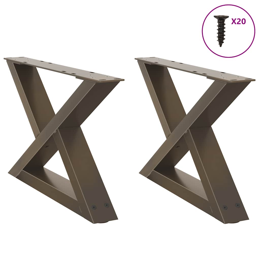 Natural Steel Coffee Table Legs 2 pcs, Adjustable 50x(30-31.3) cm