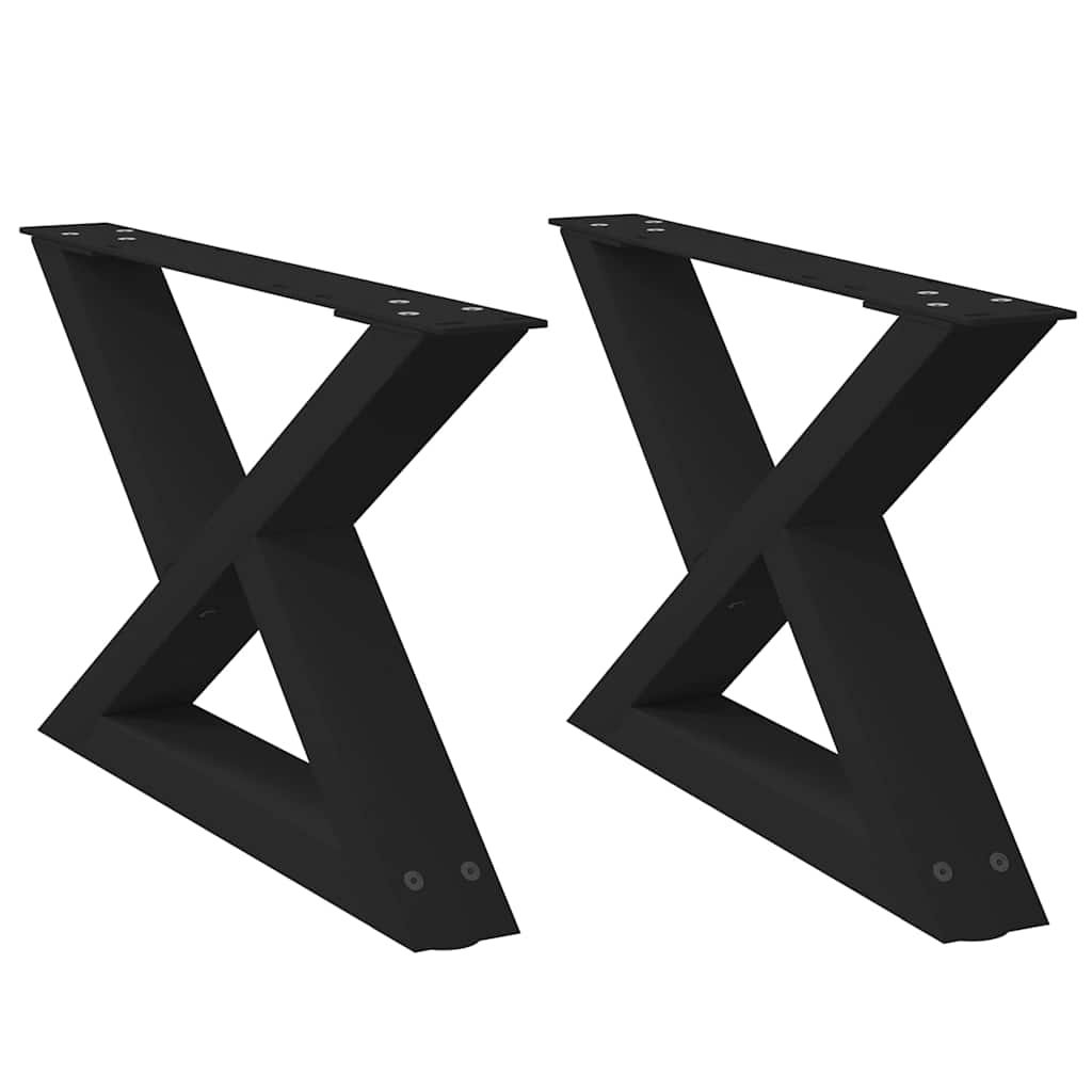 Sleek Black Steel Coffee Table Legs – Set of 2, 60x(30-31.3) cm