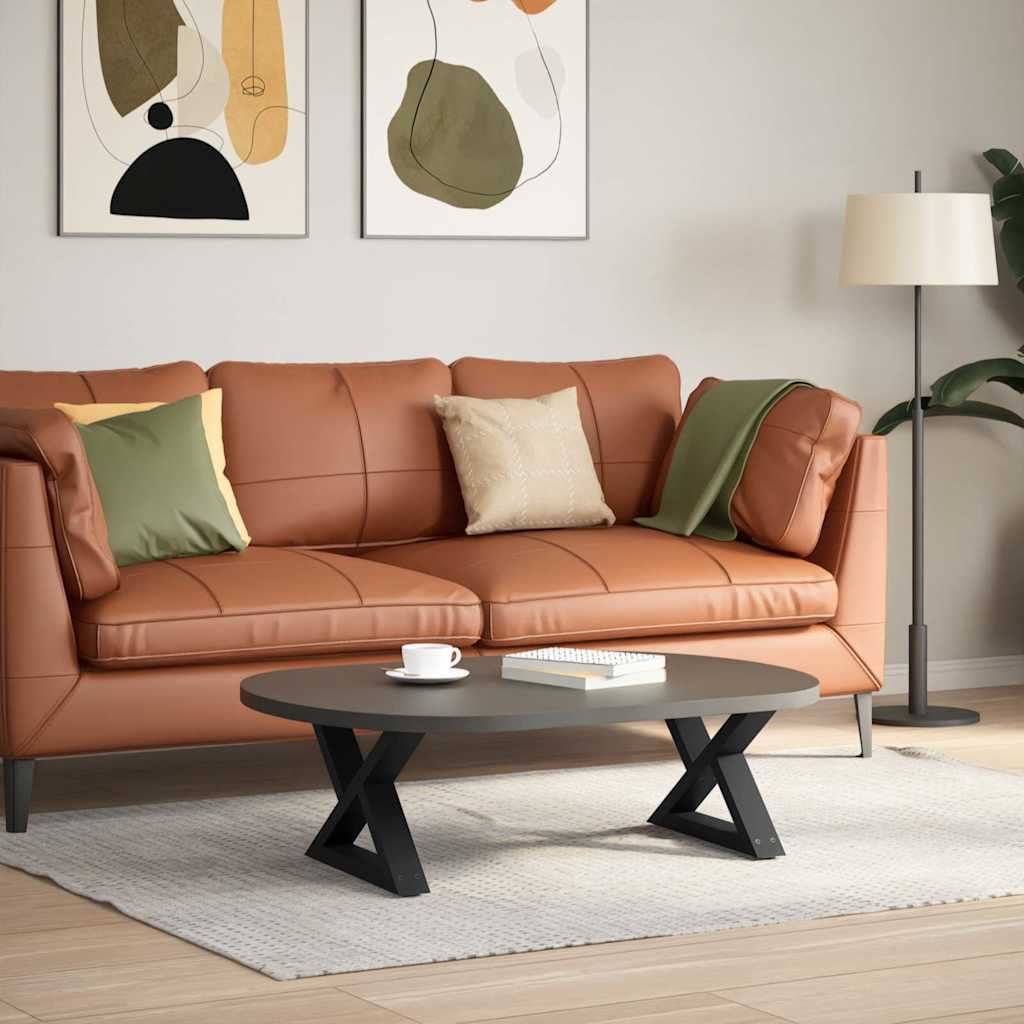 Sleek Black Steel Coffee Table Legs – Set of 2, 60x(30-31.3) cm