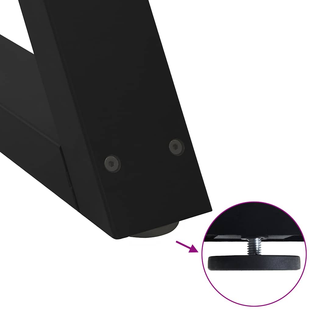 Sleek Black Steel Coffee Table Legs – Set of 2, 60x(30-31.3) cm
