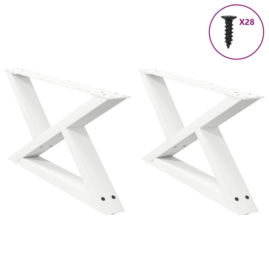 White Steel Coffee Table Legs, Set of 2, Adjustable 70cm