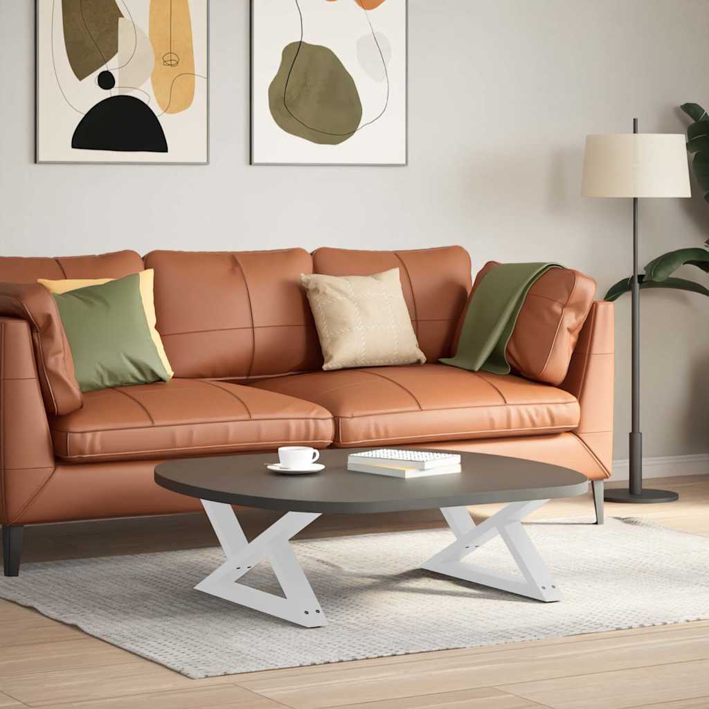 White Steel Coffee Table Legs, Set of 2, Adjustable 70cm