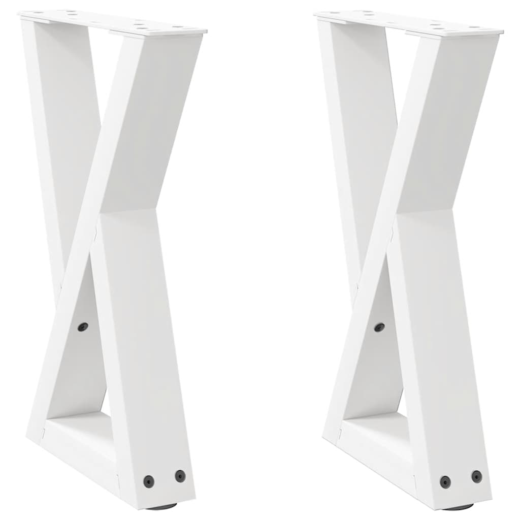 White Steel Coffee Table Legs Set - Adjustable 28x(42-43.3) cm, 2 pcs