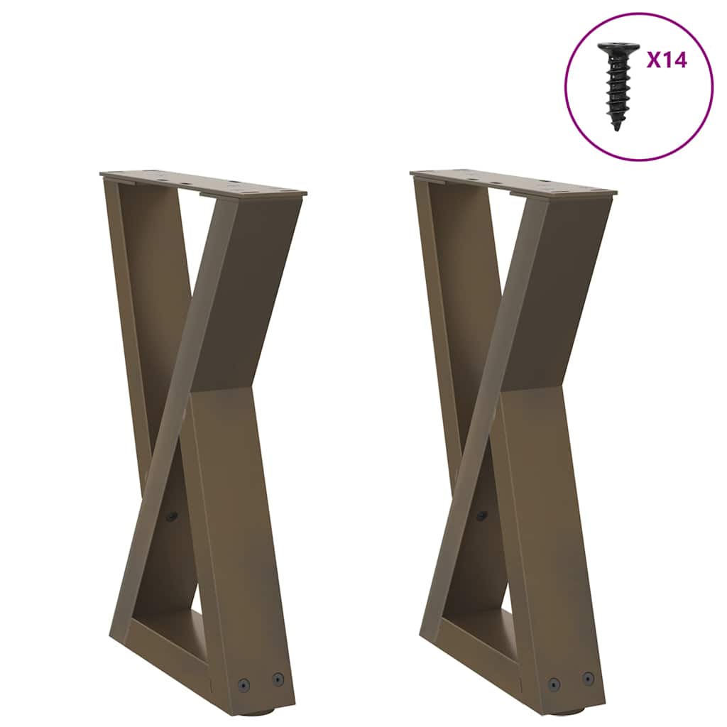 Natural Steel Coffee Table Legs, 2 pcs, Adjustable Height 28x(42-43.3) cm
