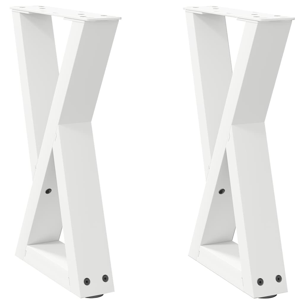 White Steel Coffee Table Legs, 2 Pcs, Adjustable Height 38x(42-43.3) cm
