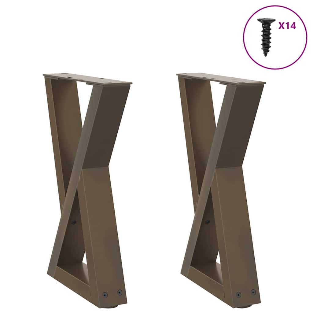 Natural Steel Coffee Table Legs 2 pcs, Adjustable 38x(42-43.3) cm