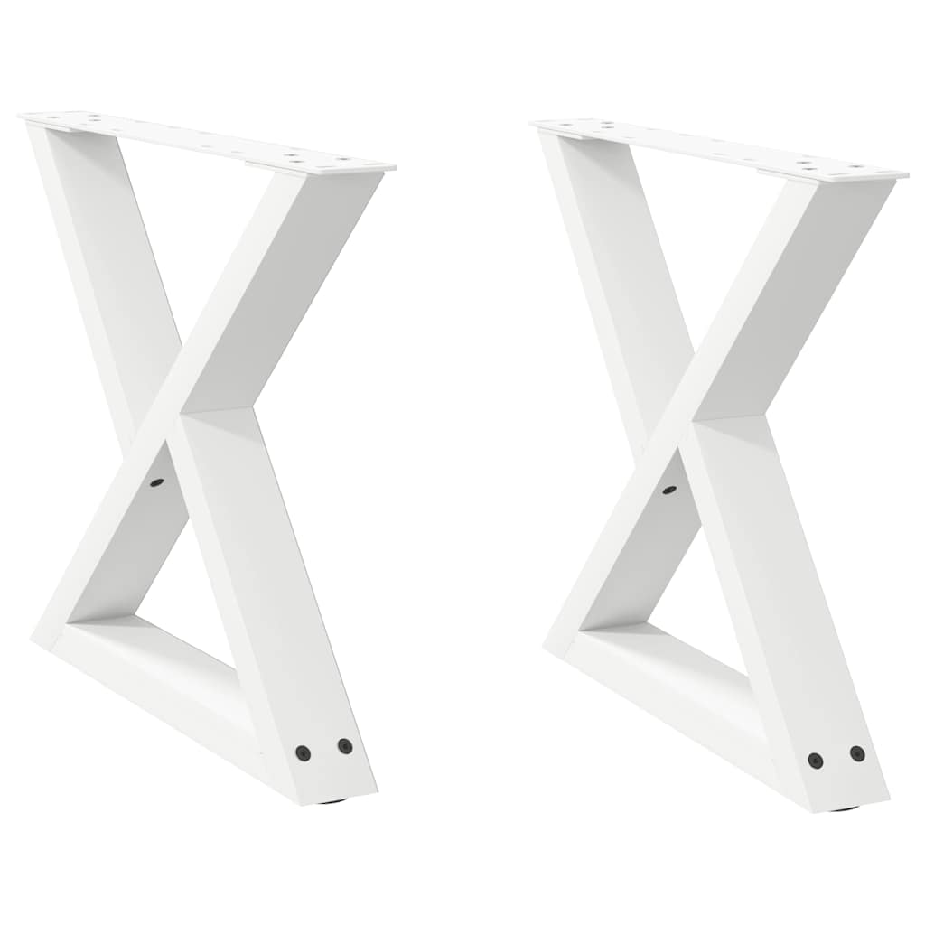 White Steel Coffee Table Legs (2 pcs) - Adjustable, 50x(42-43.3) cm