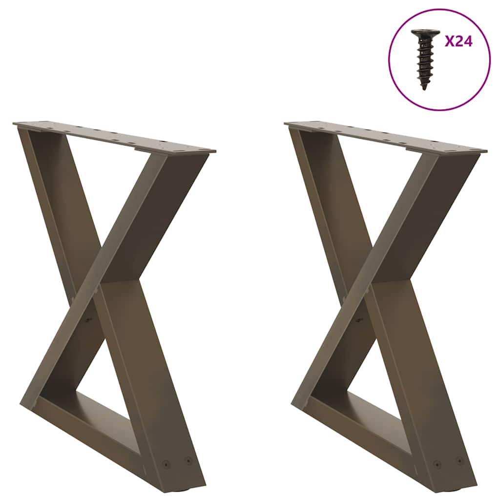 Natural Steel Coffee Table Legs, 2 Pcs, Adjustable 50x(42-43.3) cm