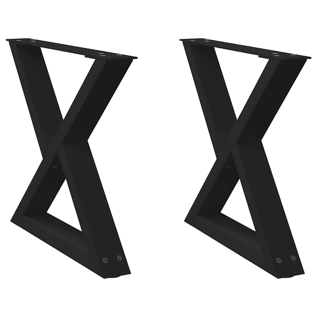 Black Steel Coffee Table Legs 2 Pcs, Adjustable 60x(42-43.3) cm