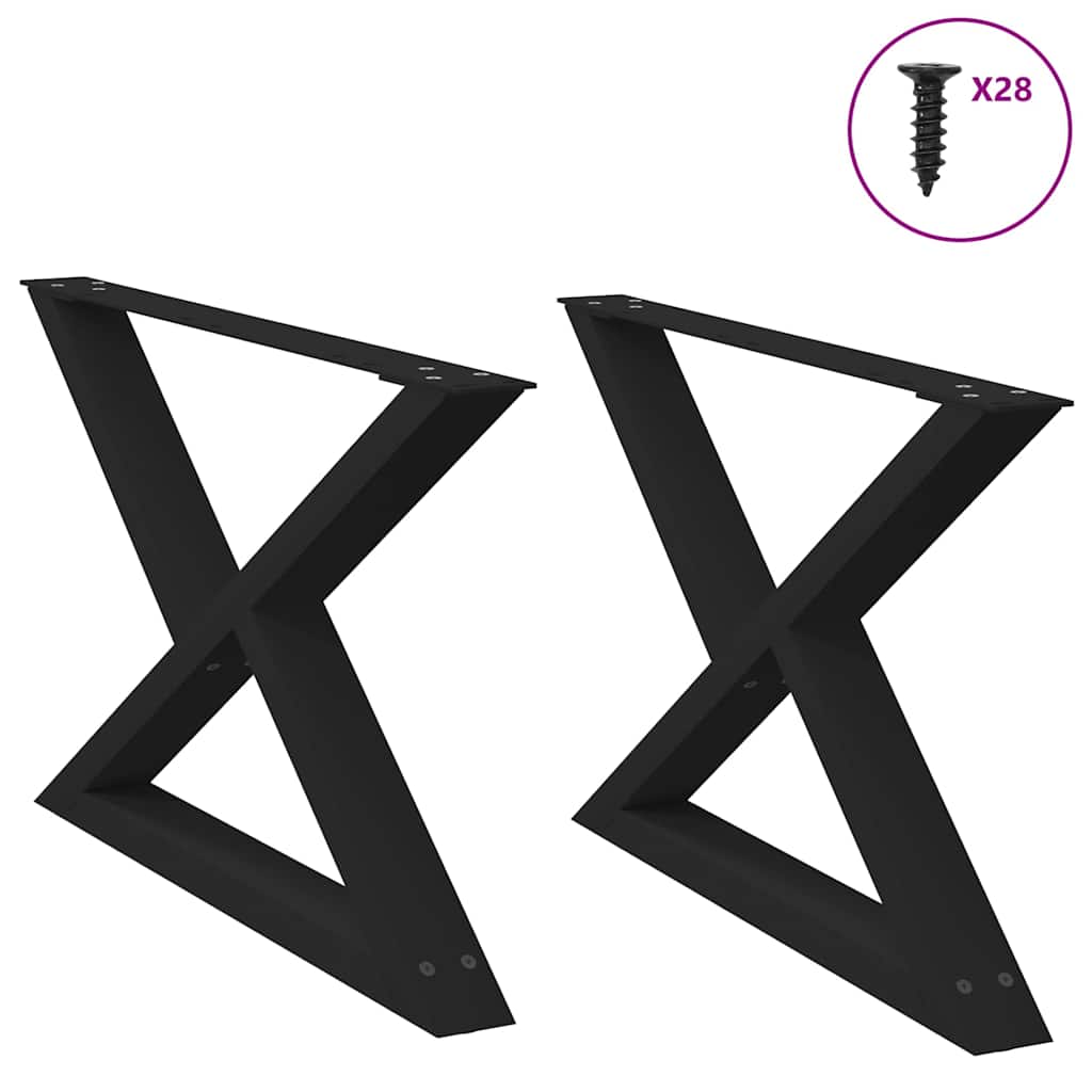 Black Steel Coffee Table Legs (2 pcs) Adjustable 70x(42-43.3) cm