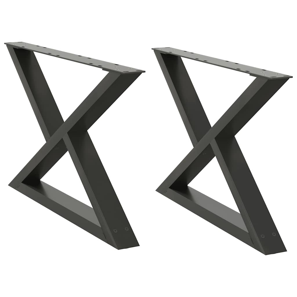 Anthracite Steel Coffee Table Legs 2 pcs - Adjustable Height 70 cm