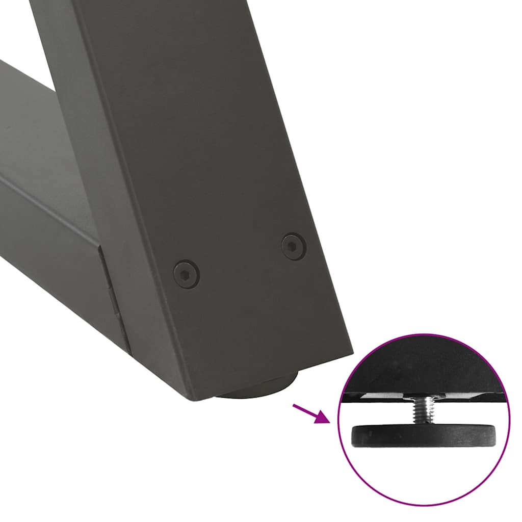 Anthracite Steel Coffee Table Legs 2 pcs - Adjustable Height 70 cm