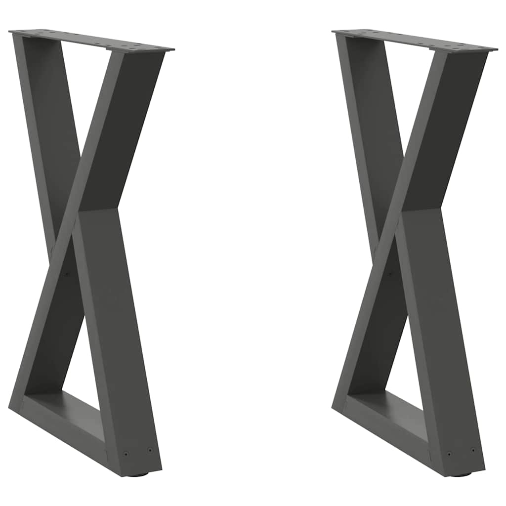 Anthracite Steel Dining Table Legs 2 pcs, Adjustable 50x(72-73.3)cm