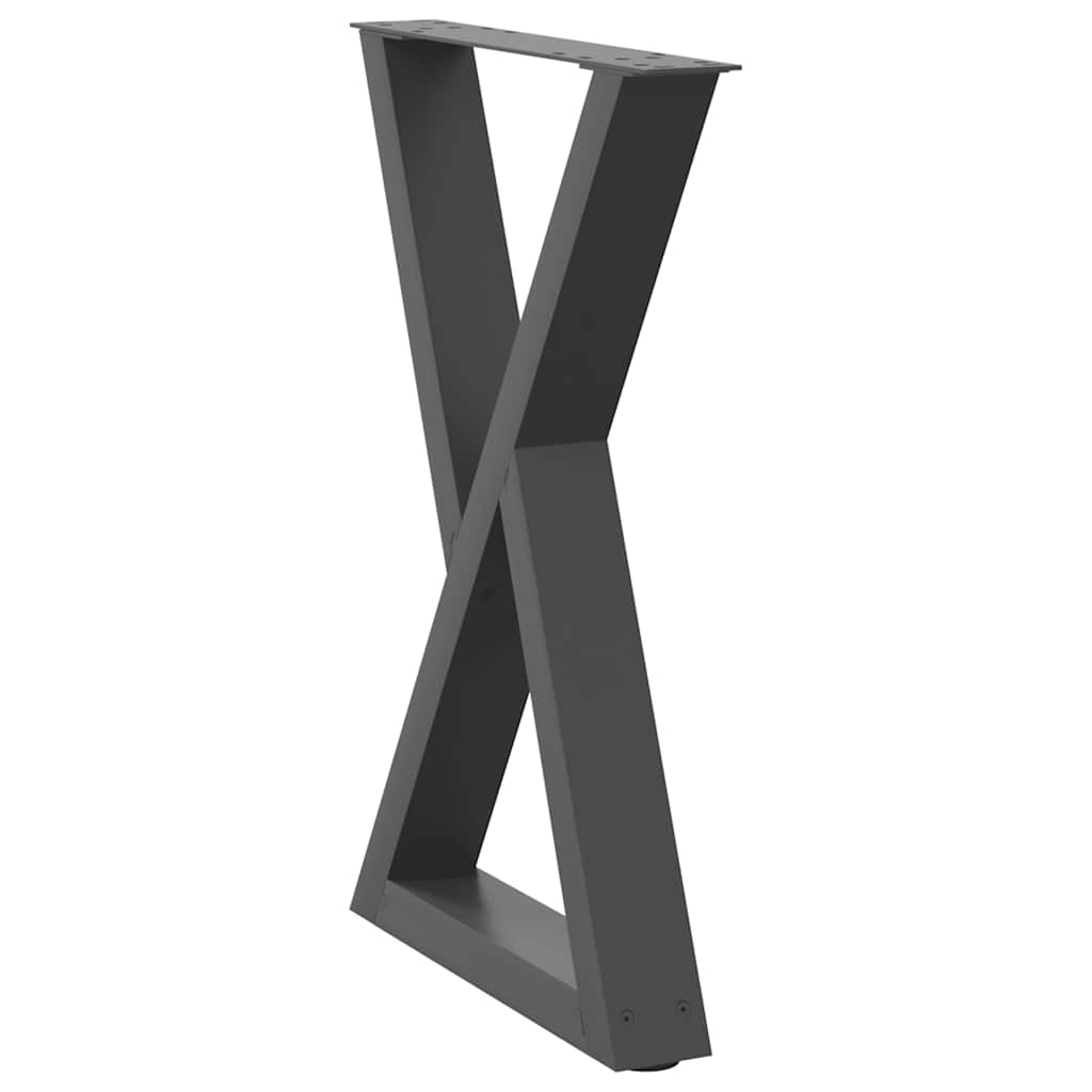 Anthracite Steel Dining Table Legs 2 pcs, Adjustable 50x(72-73.3)cm