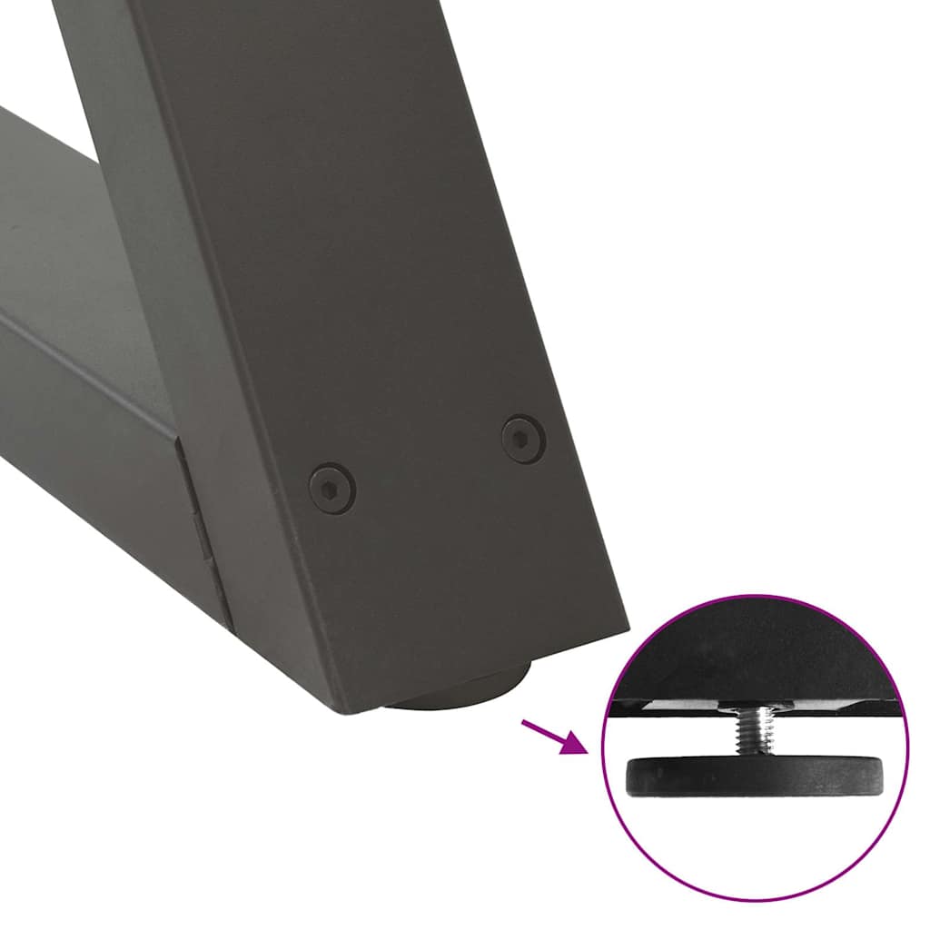Anthracite Steel Dining Table Legs 2 pcs, Adjustable 50x(72-73.3)cm