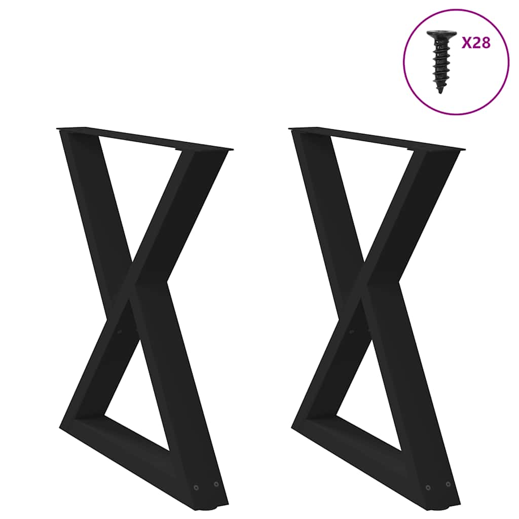 Black Steel Dining Table Legs 2 pcs, Adjustable 80x(72-73.3) cm