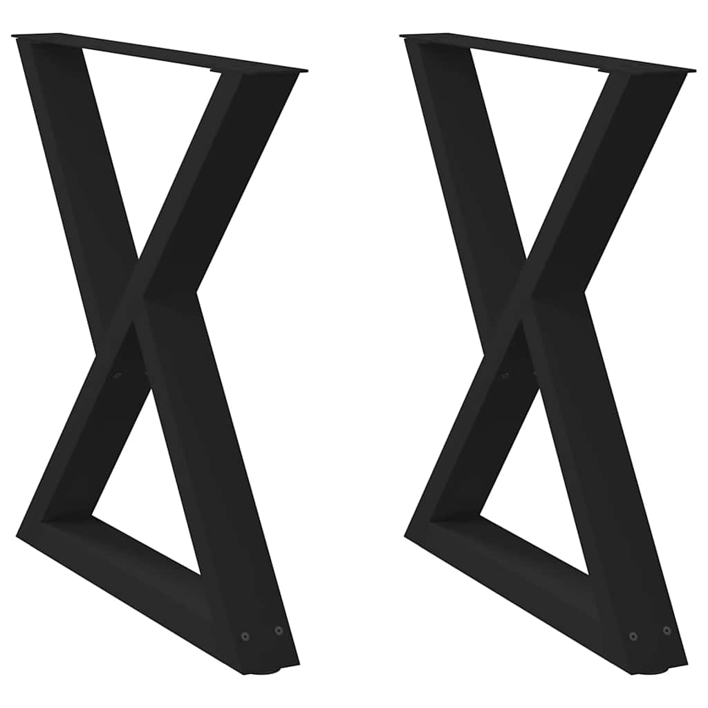Black Steel Dining Table Legs 2 pcs, Adjustable 80x(72-73.3) cm