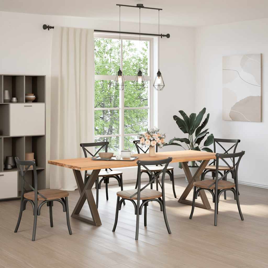 Natural Steel Dining Table Legs 2pcs, Adjustable Height 80cm