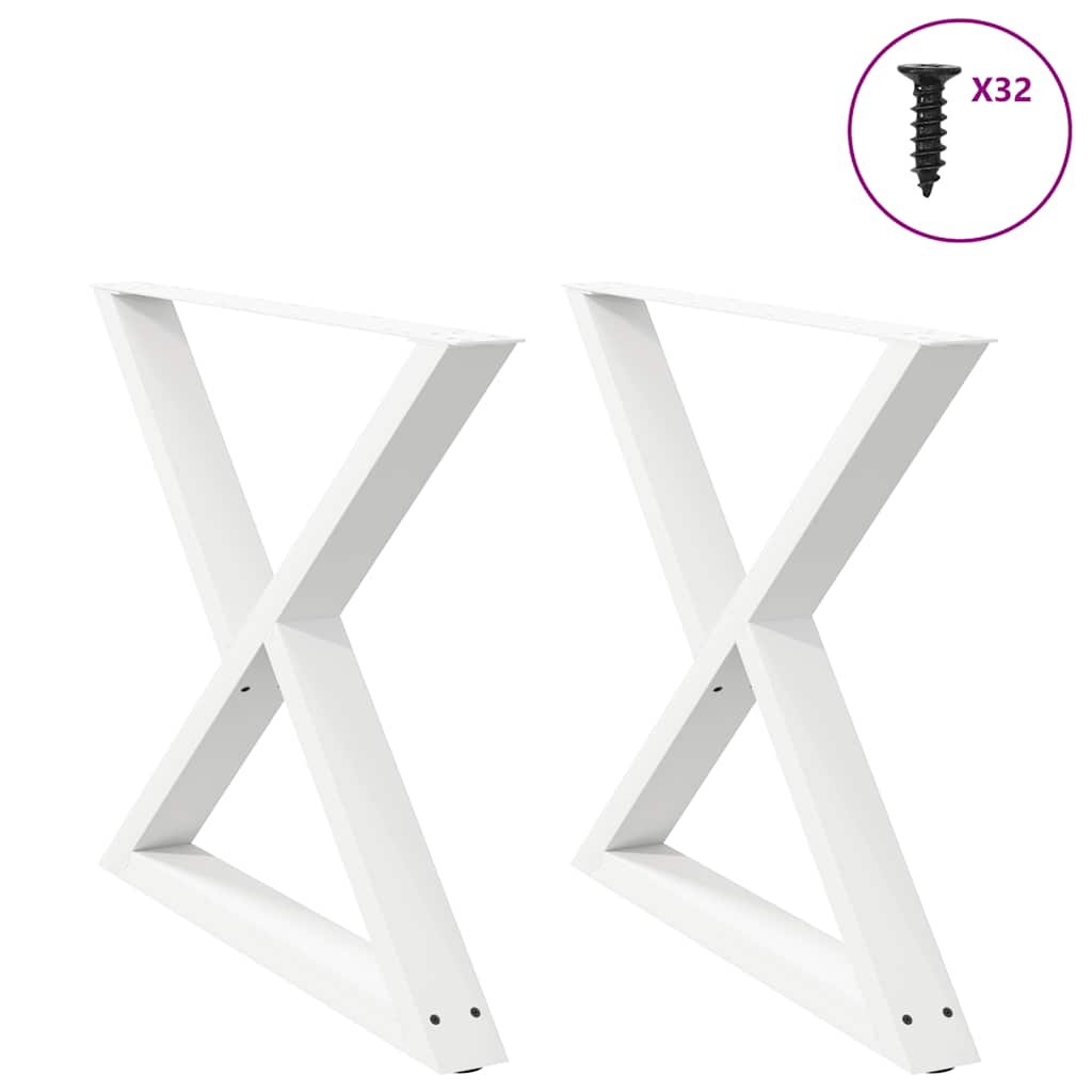 White Steel Dining Table Legs, 2 pcs, Adjustable Height 90 cm