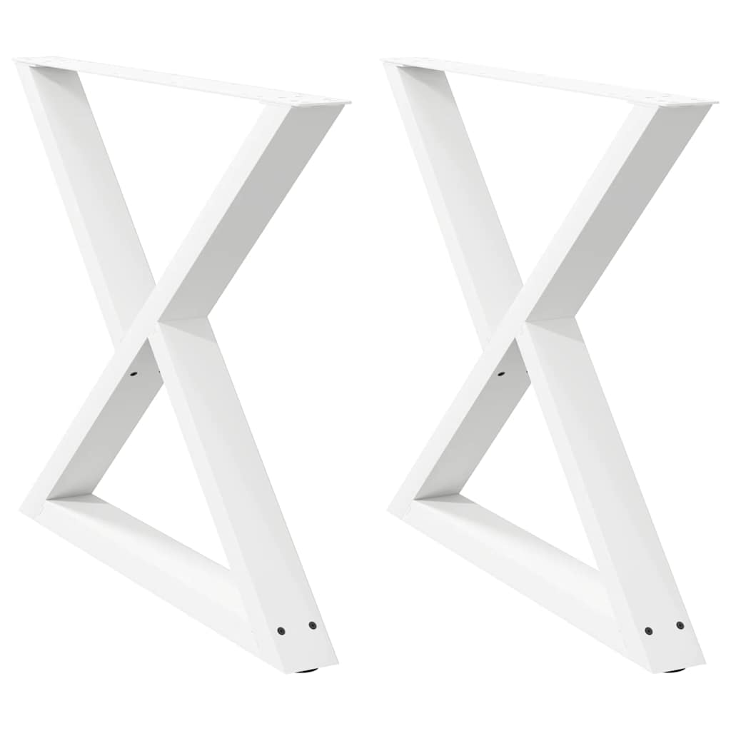 White Steel Dining Table Legs, 2 pcs, Adjustable Height 90 cm