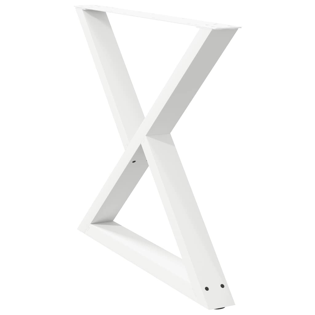 White Steel Dining Table Legs, 2 pcs, Adjustable Height 90 cm