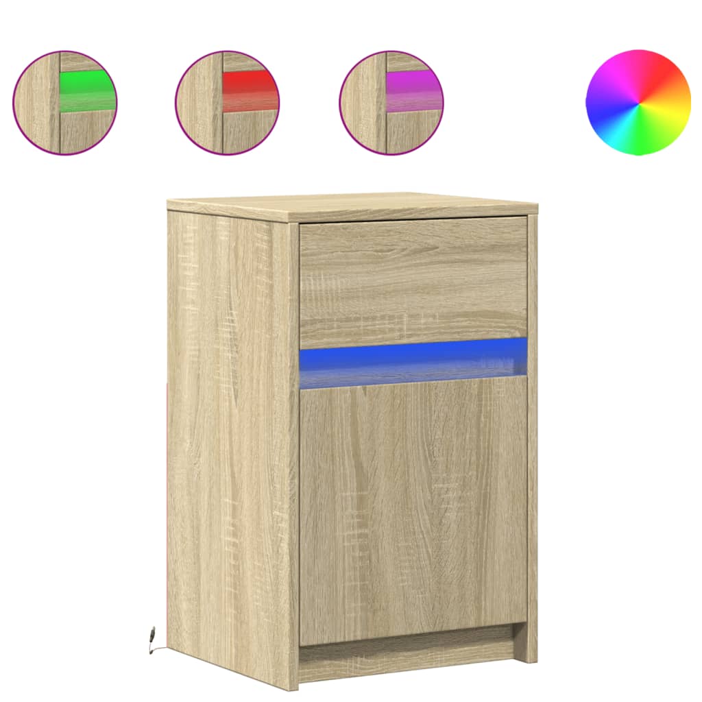 Sonoma Oak LED Bedside Cabinets 2 pcs - Engineered Wood
