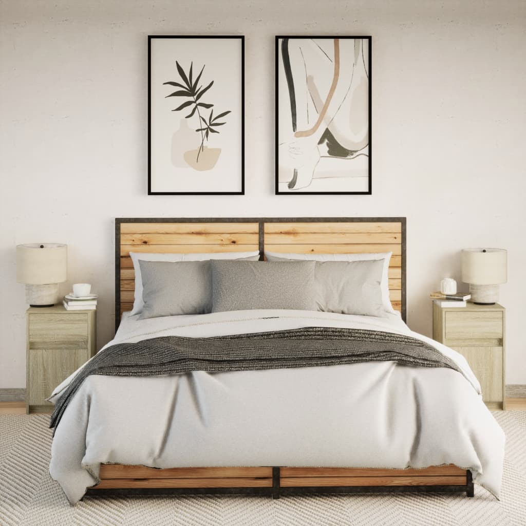 Sonoma Oak LED Bedside Cabinets 2 pcs - Engineered Wood