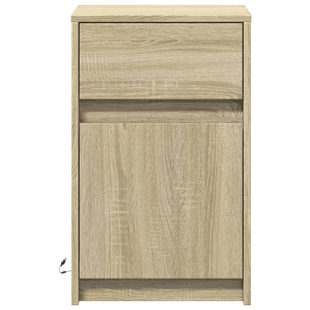 Sonoma Oak LED Bedside Cabinets 2 pcs - Engineered Wood