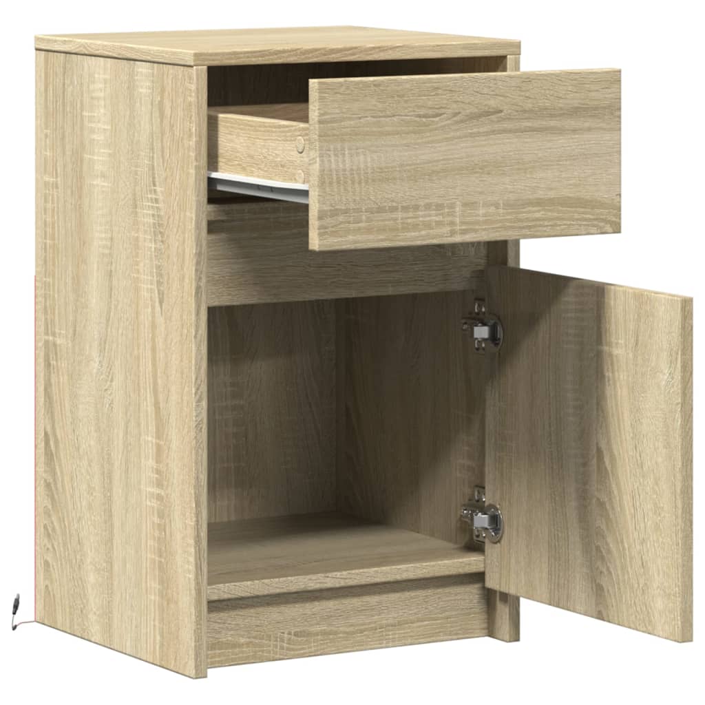 Sonoma Oak LED Bedside Cabinets 2 pcs - Engineered Wood
