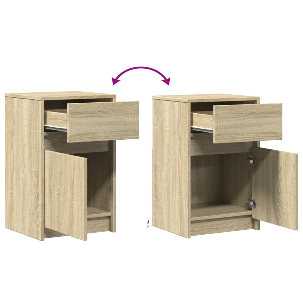 Sonoma Oak LED Bedside Cabinets 2 pcs - Engineered Wood