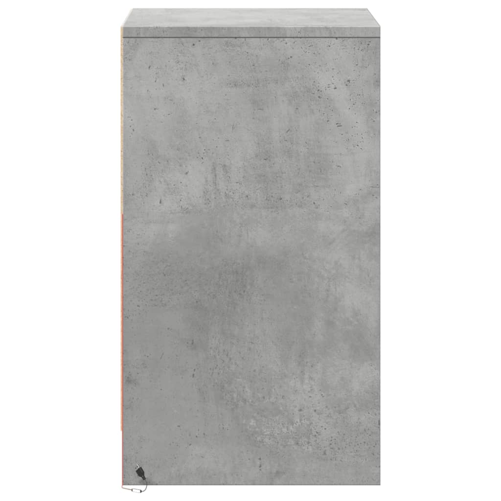 Concrete Grey LED Bedside Cabinets - Set of 2, Engineered Wood